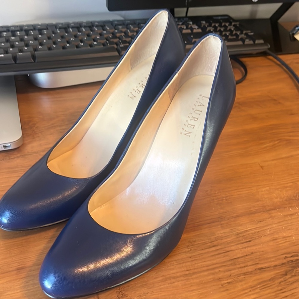 Navy leather Ralph Lauren heel